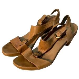 Aetrex Tan Leather Buckle 3" Heels Fit 8.5-9 RR